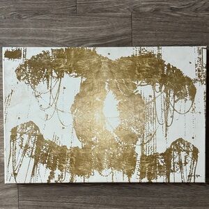 Gold and White Abstract Canvas Art